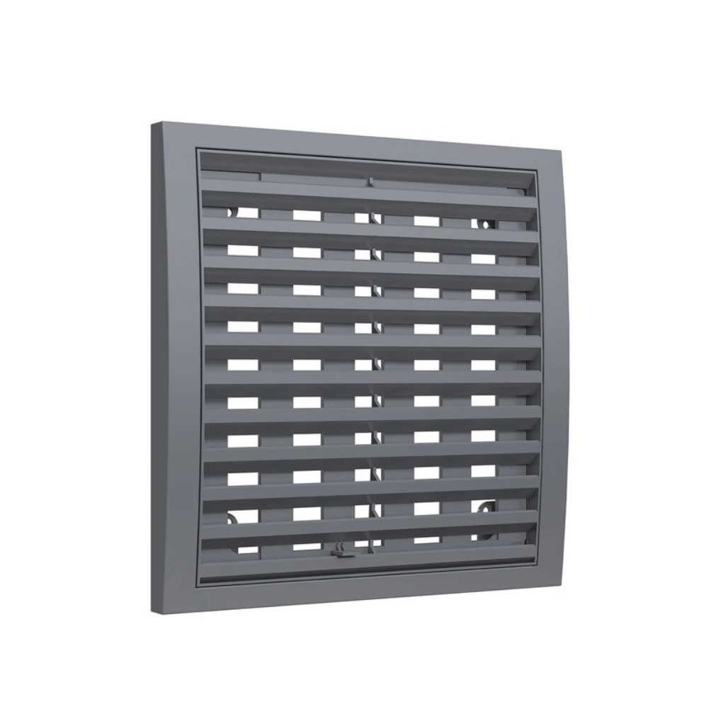 Решетка вентиляционная Era 2020РРПН, наружная, регулируемая, 200х200 мм, серая, пластик