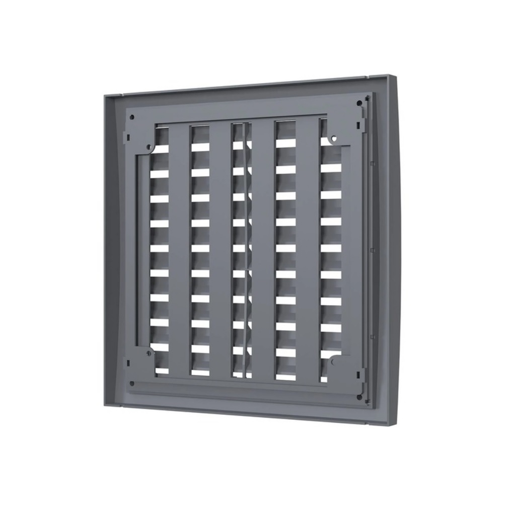 Решетка вентиляционная Era 2020РРПН, наружная, регулируемая, 200х200 мм, серая, пластик