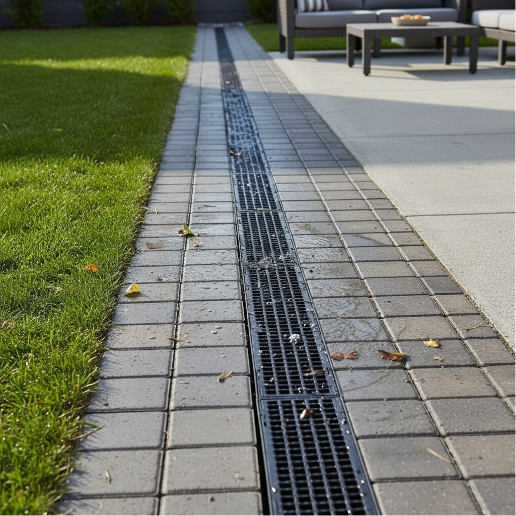 Канал в сборе с решётками, пластик, для дренажных каналов, 100х135х1000 мм