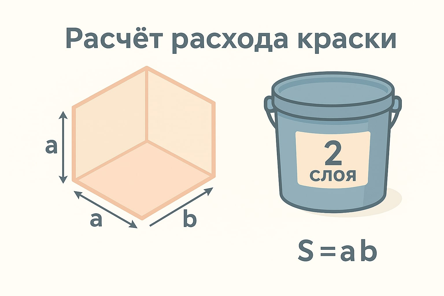 Инфографика расчёта расхода водоэмульсионной краски