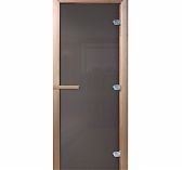Дверь Doorwood Сумерки, Графит, матовая, 1900х700 мм, стекло 8 мм, 3 петли, коробка осина