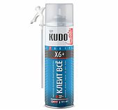 Клей-пена Kudo Клеит Всё X6+ монтажная универсальная, всесезонная, 650 мл