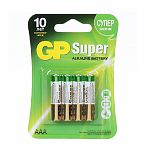 Элемент питания GP Super алкалиновый AAА 4 шт, блистер
