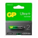 Элемент питания алкалиновый GP Ultra Plus LR03 блистер тип ААА, 2 шт/уп