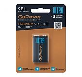 Батарейка GoPower ULTRA Крона 6LR61 BL1 Alkaline 9V 00-00026400