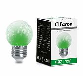 Лампа-строб Feron LB-377 G45 E27 1W зеленая 