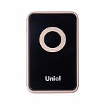 Звонок беспроводной Uniel UDB-094W-R1T1-38S-BL-GL в розетку, 38 мелодий, черный с золотым