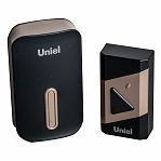 Звонок беспроводной Uniel UDB-095W-R1T1-38S-BL-GL в розетку, 38 мелодий, черный с золотым