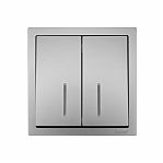 Выключатель двойной с подсветкой Lezard Zima 704-7488-112QC встраиваемый, серый матовый