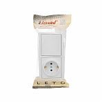 Выключатель и розетка Lezard Leto 752 0200-170BAP с заземлением, накладной, белый