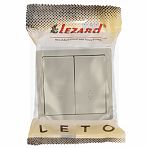 Выключатель проходной двойной Lezard Leto, открытая установка, пластиковый, кремовый