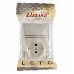 Выключатель и розетка Lezard Leto с заземлением, открытая установка, кремовые