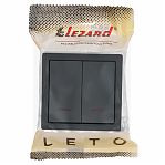 Выключатель двойной с подсветкой Lezard Leto 752-3400-112, накладной монтаж, графит