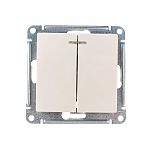 Выключатель двойной с подсветкой Systeme Electric AtlasDesign ATN000253 встраиваемый, бежевый