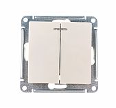 Выключатель двойной с подсветкой Systeme Electric AtlasDesign ATN000253 встраиваемый, бежевый