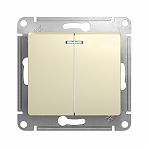 Выключатель GLOSSA 2 клавиши с подсветкой бежевый GSL000253