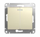 Выключатель GLOSSA 2 клавиши с подсветкой бежевый GSL000253