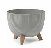 Кашпо Roma Eco wood Jumper, d-29 см, h-23 см, на ножках, 9,3 л серое