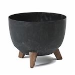 Кашпо Roma Eco recycled beton на ножках, черный бетон 23х29 см, с поддоном, до 7 кг, 9.3 л