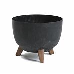 Кашпо Roma Eco recycled beton на ножках, черный бетон 23х29 см, с поддоном, до 7 кг, 9.3 л