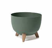Кашпо Roma Eco 062537 recycled beton на ножках, с поддоном, до 7 кг, зеленое 23х29 см, 9.3 л