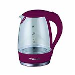 Чайник электрический WILLMARK WEK-1708G 1.7 л, 2.2 кВт, стекло, бордовый