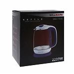 Чайник электрический WILLMARK WEK-1704G 1.7л, 2.2кВт, стекло, белый-фиолетовый