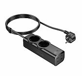 Удлинитель Hoco NS10, 2.0м, 5V, 3,0A, 2 розеток, USB, 3хType-C, PD67W, черный