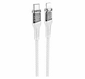 Шнур Hoco SB-C U111 Transparent Type-C - Lightning, 60 Вт, 1.2 м, серый