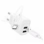 Блок зарядный Hoco C141A + кабель Type-C, 2USB Для быстрой зарядки, 2.1A, 1 м, белый