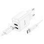 Блок зарядный Hoco C141A + кабель Type-C, 2USB Для быстрой зарядки, 2.1A, 1 м, белый