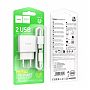 Блок зарядный Hoco C141A + кабель Type-C, 2USB Для быстрой зарядки, 2.1A, 1 м, белый