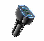 Блок зарядный автомобильный Hoco NZ11 2xUSB, 2xUSB-C, черный