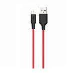 Кабель Hoco X21 Plus USB-micro - USB 1 м, 2.4 A, силикон, красный с черным