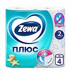 Туалетная бумага Zewa Plus Свежесть океана, 2 слоя, 4 рулона