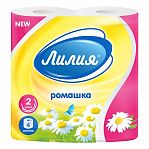 Туалетная бумага Лилия, ромашка, 2 слоя, 4 рулона
