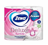 Бумага туалетная Zewa Deluxe Орхидея, трех слойная, 4 рулона в пачке
