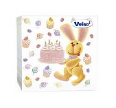 Салфетки бумажные с рисунком Veiro кролик и сладости 3-слойные 33х33 см, 20 шт/уп