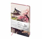 Книжка записная Лайт кожзам, Greenwich Line Sakura. Karahafu, с резинкой,  А5, 80 л