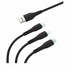 Кабель GFPower F16T, индикация USB Type-C 1 м, 3,6 A, черный ПВХ GF-F16T-BLK
