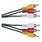 Кабель для передачи аналогового видео и аудиосигнала 3RCA - 3RCA тюльпан, различные цвета, 1.5 м