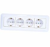 Розетка 4-местная Systeme Electric Прима RA16-411M-B с заземлением, накладная, белая