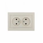 Розетка 2-местная LEZARD 701-0303-128 без заземления, встраиваемая, кремовая