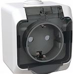 Розетка 1-местная Schneider Electric Этюд PA16-044B с заземлением, накладная, с крышкой, белая