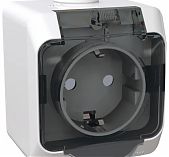 Розетка 1-местная Schneider Electric Этюд PA16-044B с заземлением, накладная, с крышкой, белая
