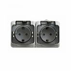 Розетка 2-местная Systeme Electric Этюд PA16-244C с заземлением, крышка, накладная, серая