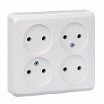 Розетка 4-местная Systeme Electric Этюд PA16-205B без заземления, накладная, белая