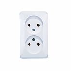 Розетка 2-местная Systeme Electric Этюд PA16-005B без заземления, накладная, белая