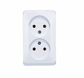 Розетка 2-местная Systeme Electric Этюд PA16-005B без заземления, накладная, белая
