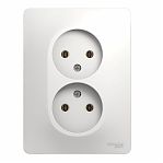 Розетка 2-местная Systeme Electric GLOSSA GSL000120 без заземления, встраиваемая, белая
